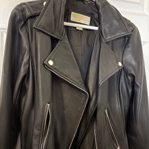 Michael Kors black leather moto jacket - Picture 3 of 3